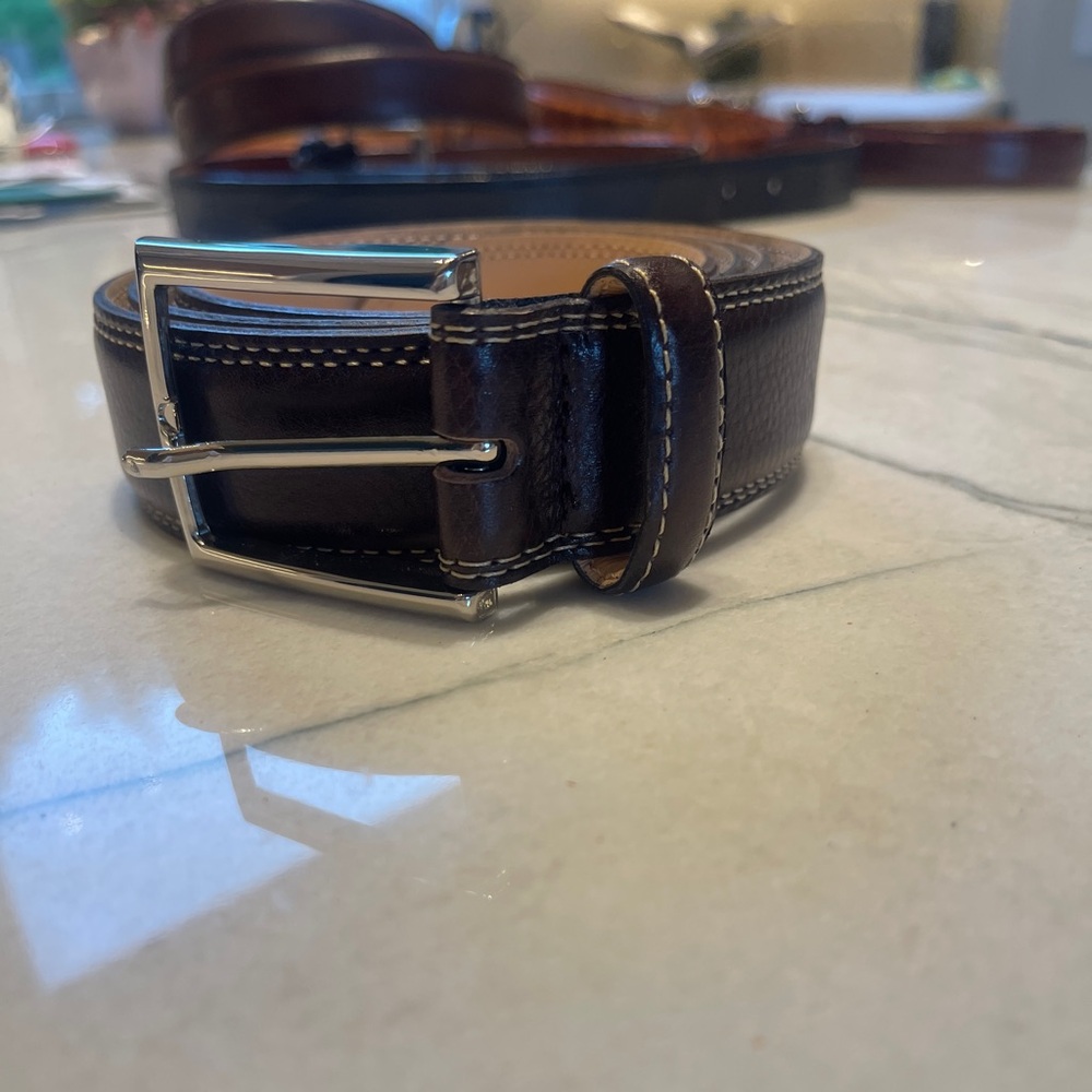 Men's New Glenayr Golf Brown Leather Belt with Silver Buckle NWOT size 42